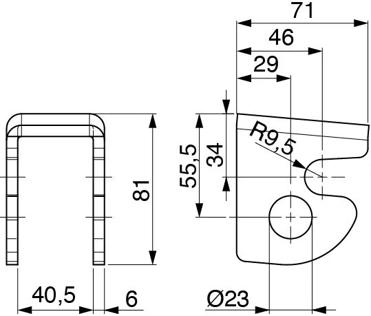 Alternative view of СУПОРТ ЗА ПАНТА Ф22