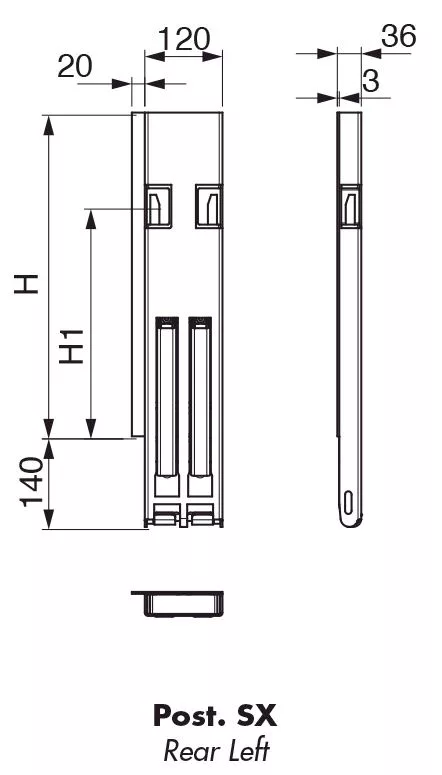 Alternative view of ЗАДНА ЛЯВА МЕТАЛНА КОЛОНА H=400mm ТИП MAX