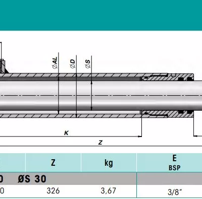 Alternative view of Еднодействащ хидравличен цилиндър HT02300200