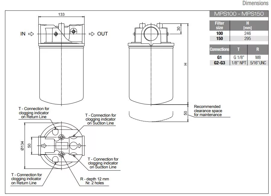 ФИЛТЪРНО ТЯЛО СЛИВ SPINON MPS 100/150 - Image 3